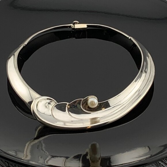 Antonio Pineda Wing Pearl 970 Sterling Silver Choker Necklace RARE 50's TAXCO - Picture 1 of 14